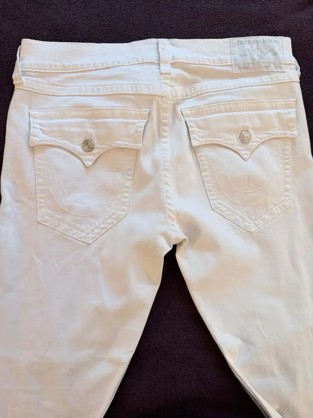 True Religion Relaxed Straight White Jeans